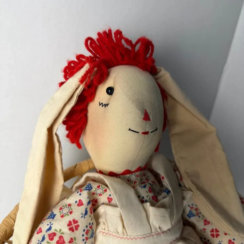 Handmade Raggedy Ann Bunny Rag Doll Calico American Folk‎ Art 21